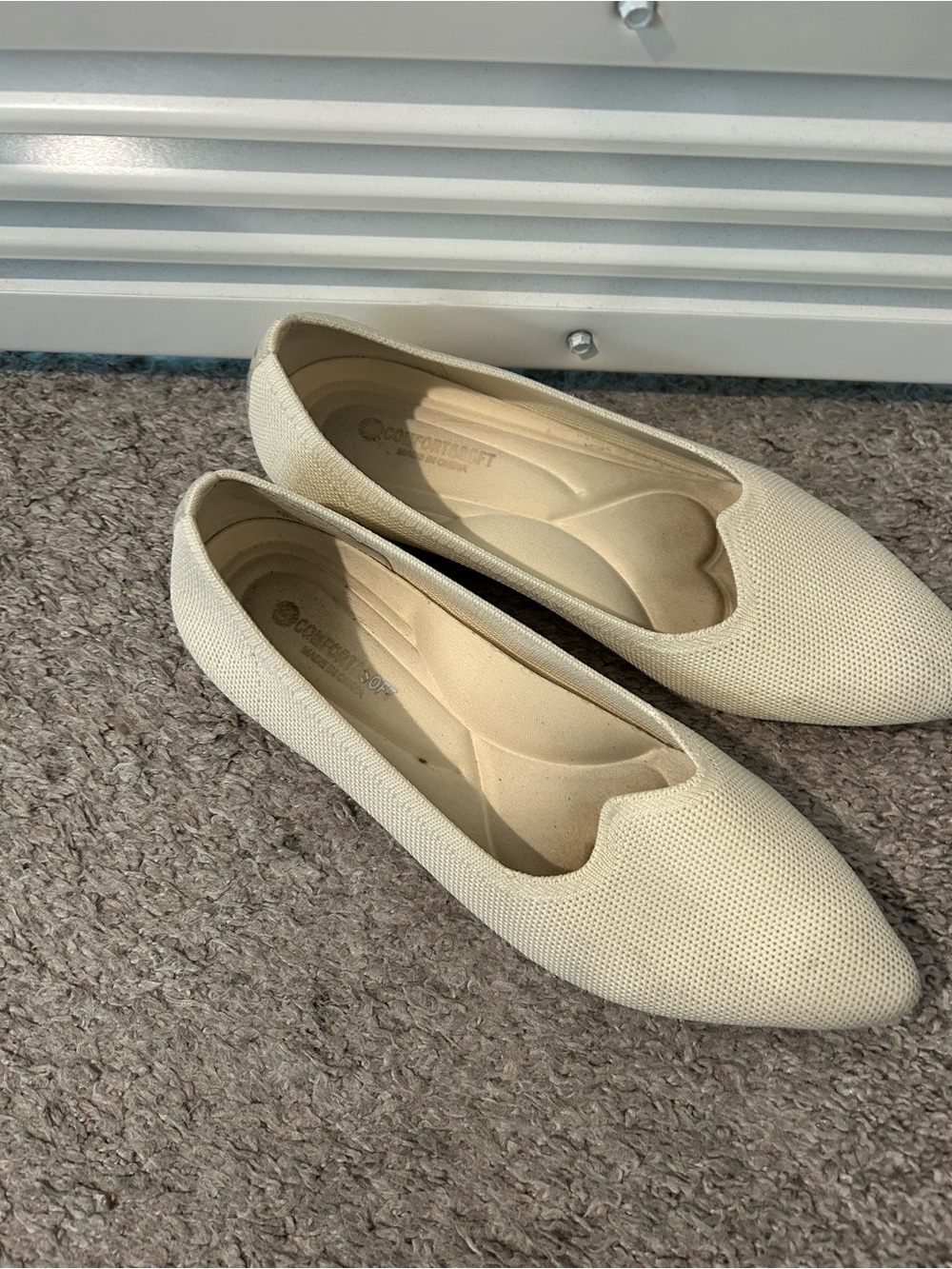 ComfortStep Women's Pointed Slip-On Flats in Cream